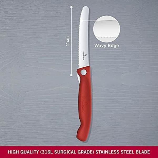 Grönsakskniv - VICTORINOX - Swiss Classic - 11 cm tandat blad - Rostfritt stål - Kompakt design