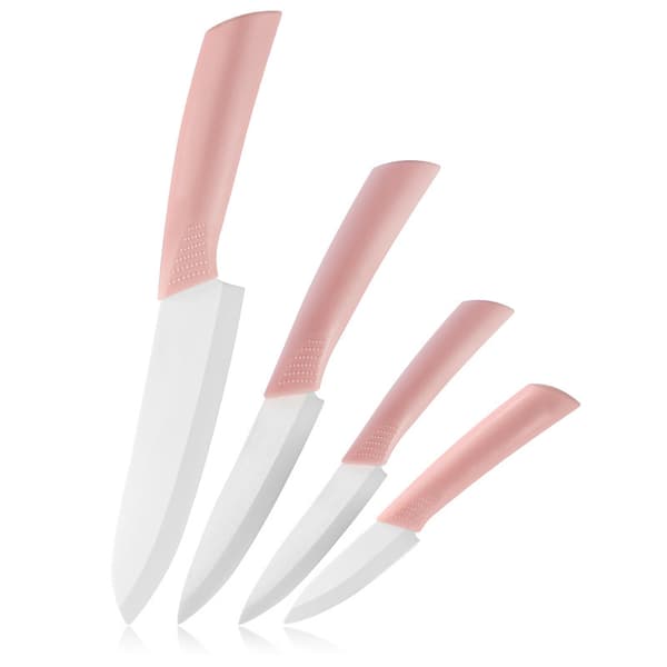 Keramisk fruktkniv - 15 cm rosa kjøkkenkniv med slire