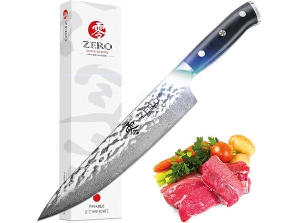 Kozygear KozyGear Premier 8" 33cm Chef's Messer gehämmert Japan Super