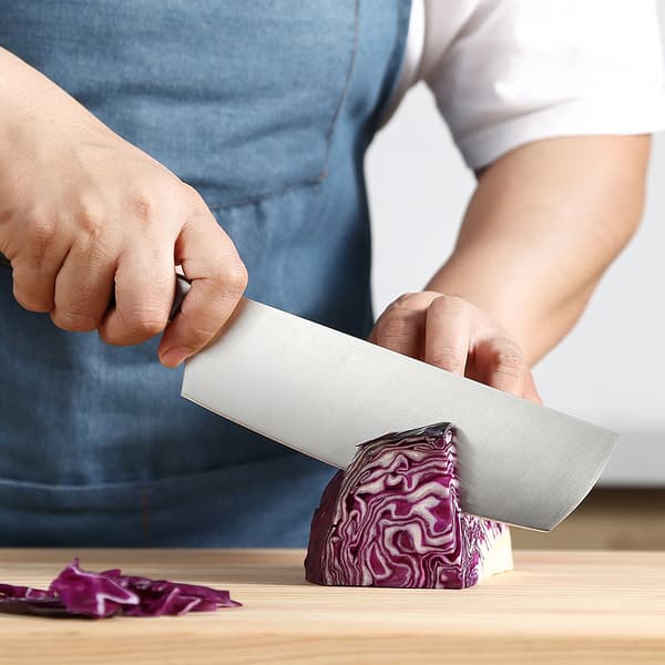KEEMAKE Nakiri -veitsi, 7 tuuman ruostumattomasta teräksestä valmistettu terä, ergonominen kahvadesign,7 tuumaa