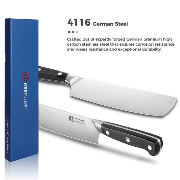KEEMAKE Nakiri -veitsi, 7 tuuman ruostumattomasta teräksestä valmistettu terä, ergonominen kahvadesign,7 tuumaa