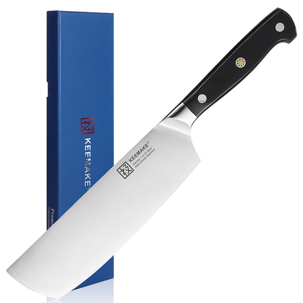KEEMAKE Nakiri -veitsi, 7 tuuman ruostumattomasta teräksestä valmistettu terä, ergonominen kahvadesign,7 tuumaa