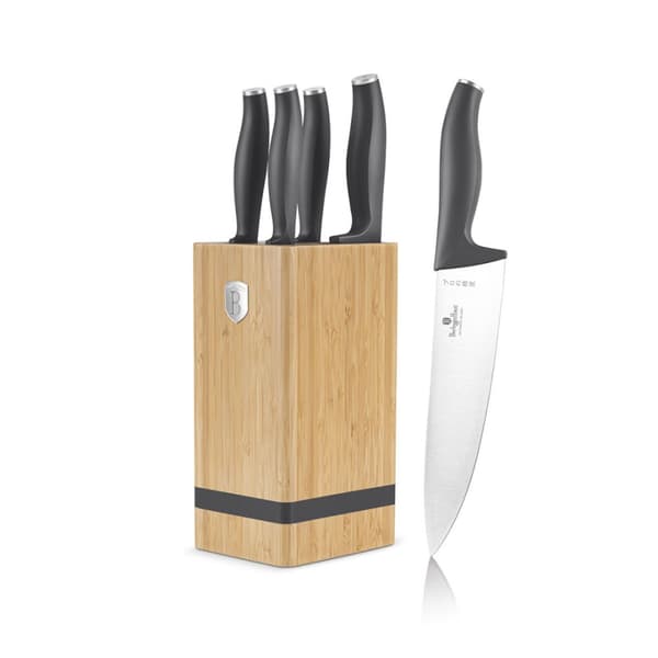 BERLINGER HAUS BH-2968 ANTRACIT KNIV SÆT I BAMBU BLOK