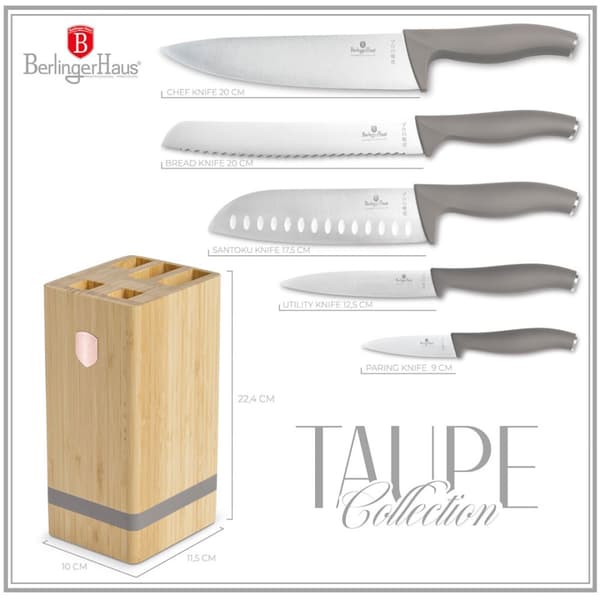 BERLINGER HAUS BH-2974 TAUPE KNIV SET I BAMBUBLOCK