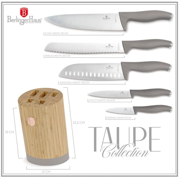 BERLINGER HAUS BH-2756 TAUPE KNIV SET I BAMBUKLOCK