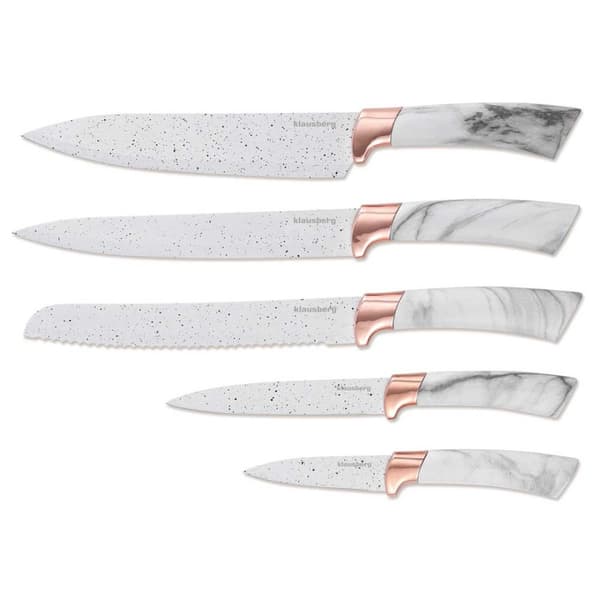 SÆT MED 5 KØKKENKNIVE I BLOK KLAUSBERG KB-7769