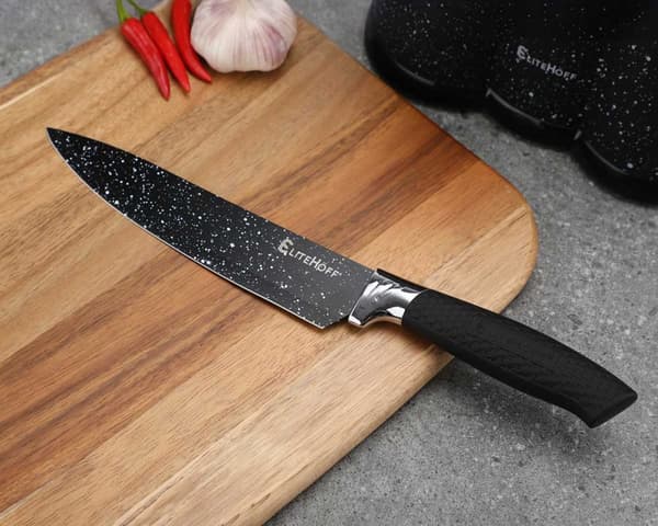 SÆT MED 5 MARMOR KØKKENKNIVE MED SKÆLLER E-6192