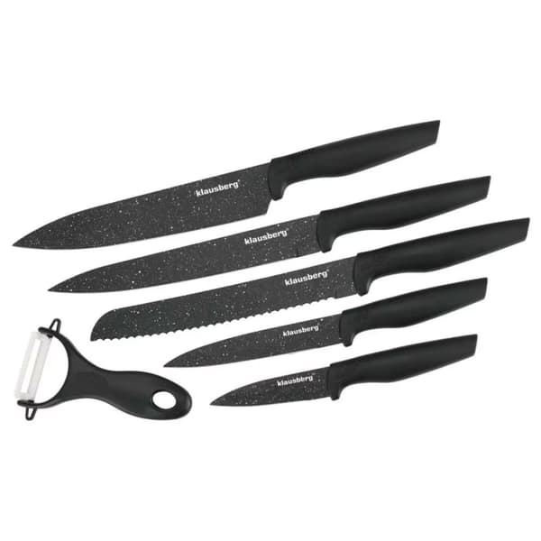 SÆT MED 5 MARMOR KØKKENKNIVE MED SKÆLLER KLAUSBERG KB-7613