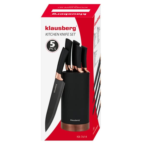SET MED 5 KÖKSKNIVAR I BLOCK KLAUSBERG KB-7614