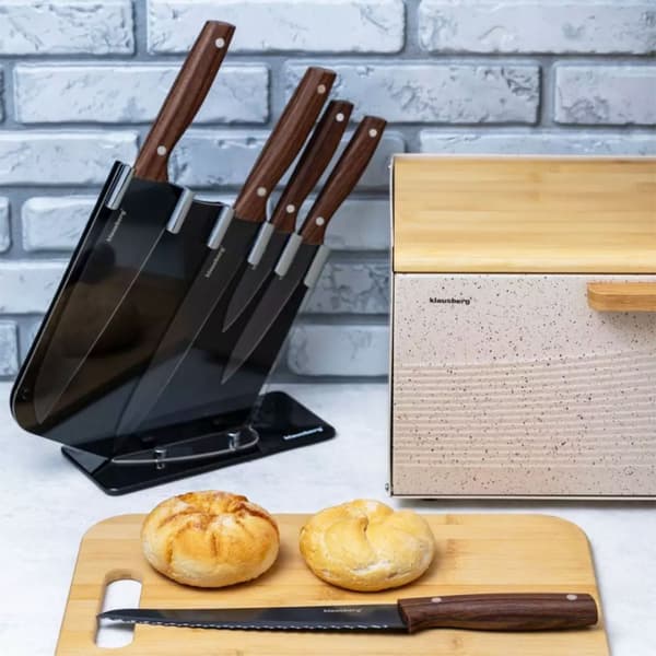 SET MED 5 KÖKSKNIVAR I STÄLL KLAUSBERG KB-7616