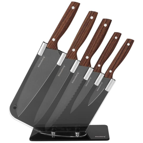 SET MED 5 KÖKSKNIVAR I STÄLL KLAUSBERG KB-7616