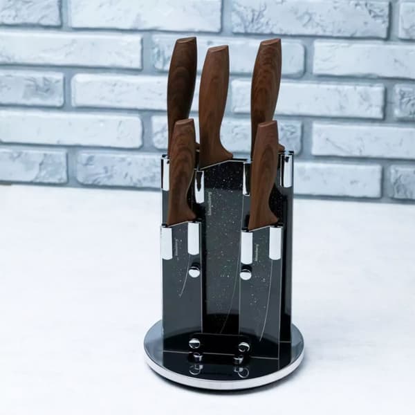 SET MED 5 KÖKSKNIVAR I STÄLL KLAUSBERG KB-7615