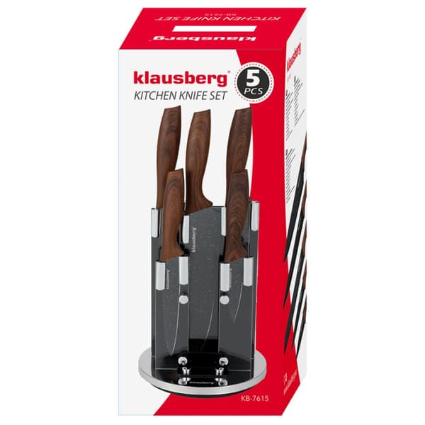 SET MED 5 KÖKSKNIVAR I STÄLL KLAUSBERG KB-7615