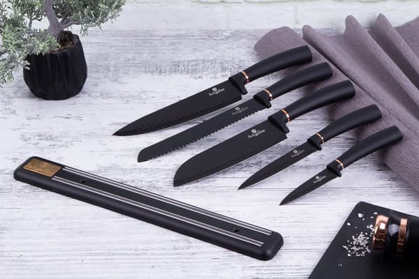 SET MED 5 KÖKSKNIVAR MED BLAD BERLINGER HAUS BH-2535 BLACK ROSE