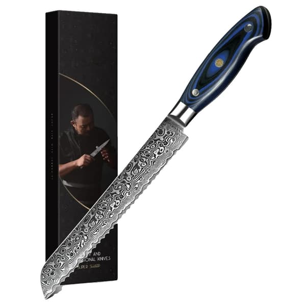 Damaskus Stål Utility Kniv, 67-Lags Klinge, VG10 Stål Kerne,Brødknive