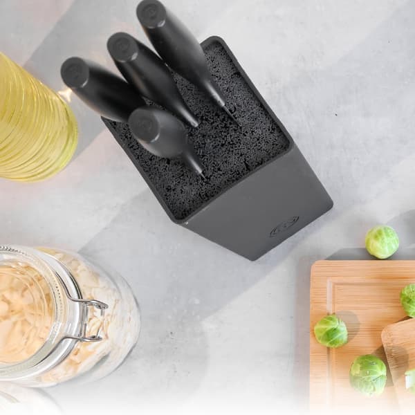 Masterchef Knivsæt med 5 knive i en knivblok - Kendt fra MasterChef Danmark