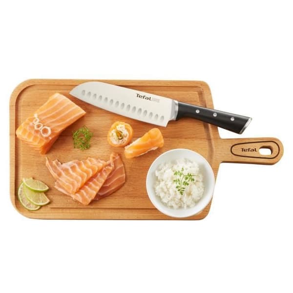 TEFAL Santoku kniv 18,5 cm, Kökskniv, tyskt blad i rostfritt stål, Hållbar skärpa, 10 års garanti K2320614