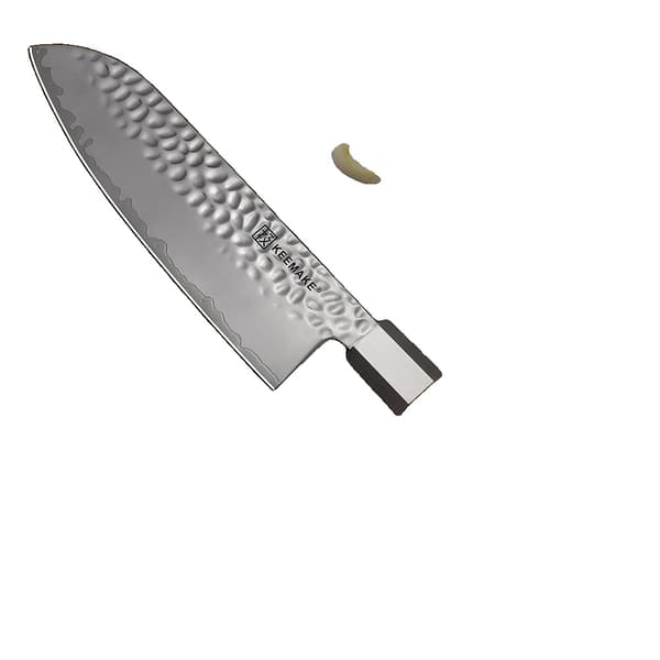 KEEMAKE Santoku -veitsi, korkealaatuista hiiliterästä, ergonominen puukahva,7 tuumaa
