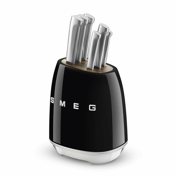 Setti keittiöveitsiä ja teline Smeg KBSF02BL