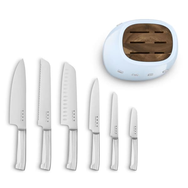 Setti keittiöveitsiä ja teline Smeg KBSF02PB
