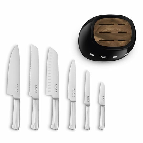 Set med köksknivar och hållare Smeg KBSF02BL