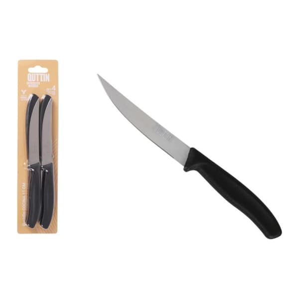 Lihaveitsiseitti Quttin 11 cm Musta Hopeinen Ruostumaton teräs 4 Kappaletta (18 osaa)