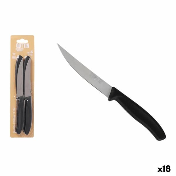 Lihaveitsiseitti Quttin 11 cm Musta Hopeinen Ruostumaton teräs 4 Kappaletta (18 osaa)