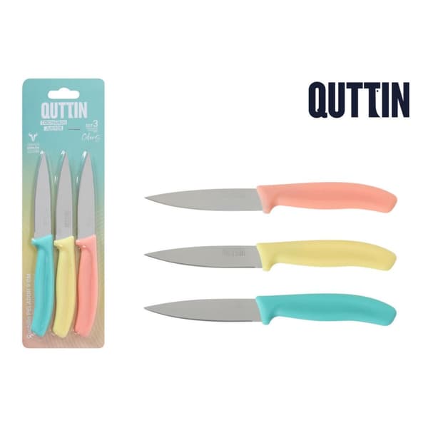 Skrælknivssæt Quttin Basic Multifarvet Rustfrit stål 9 cm 3 Dele (18 enheder)