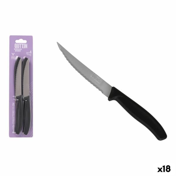 Lihaveitsiseitti Quttin Musta Hopeinen Ruostumaton teräs 11 cm 4 Kappaletta (18 osaa)