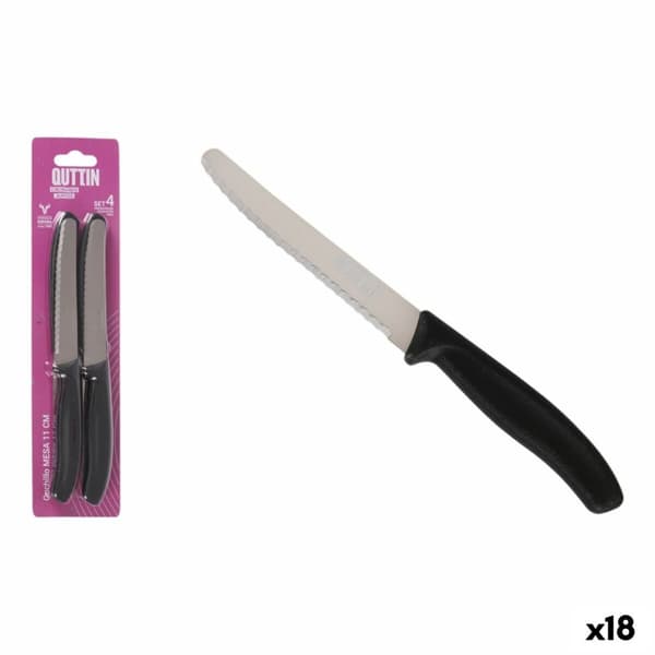 Veitsisetti Quttin Musta Hopeinen Ruostumaton teräs 11 cm 4 Kappaletta (18 osaa)
