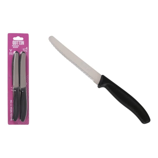 Knivsæt Quttin Sort Sølvfarvet Rustfrit stål 11 cm 4 Dele (18 enheder)