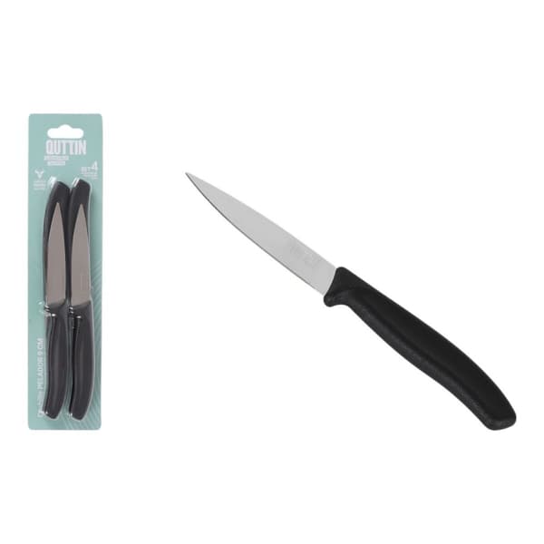 Set med skalknivar Quttin Basic Svart Silvrig Rostfritt stål 9 cm 4 Delar (18 antal)