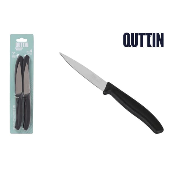 Set med skalknivar Quttin Basic Svart Silvrig Rostfritt stål 9 cm 4 Delar (18 antal)