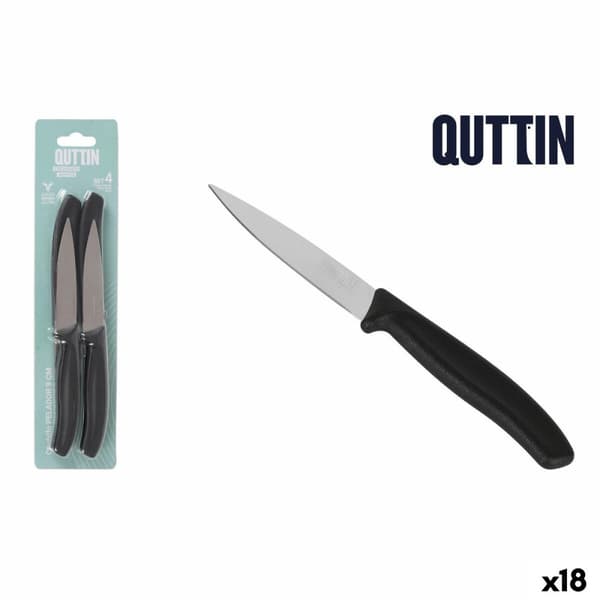 Set med skalknivar Quttin Basic Svart Silvrig Rostfritt stål 9 cm 4 Delar (18 antal)