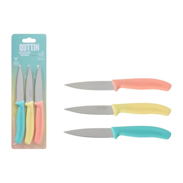 Set med skalknivar Quttin Basic Multicolour Rostfritt stål 9 cm 3 Delar (18 antal)