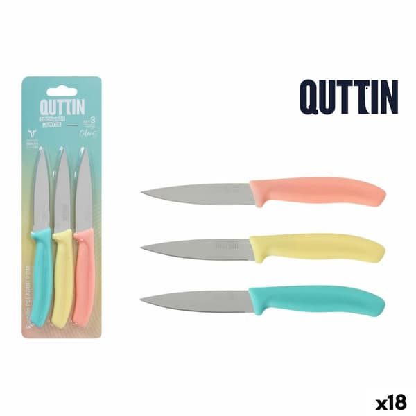 Set med skalknivar Quttin Basic Multicolour Rostfritt stål 9 cm 3 Delar (18 antal)