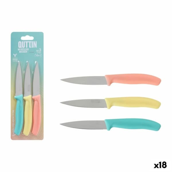 Set med skalknivar Quttin Basic Multicolour Rostfritt stål 9 cm 3 Delar (18 antal)