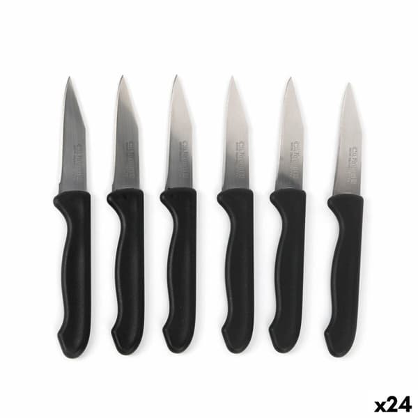 Set med skalknivar Cuyfor Svart Silvrig Rostfritt stål 7,5 cm 6 Delar (24 antal)