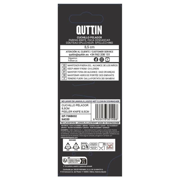 Skrellkniv Quttin Laos Svart Sølv Rustfritt stål 8,5 cm (36 Enheter)
