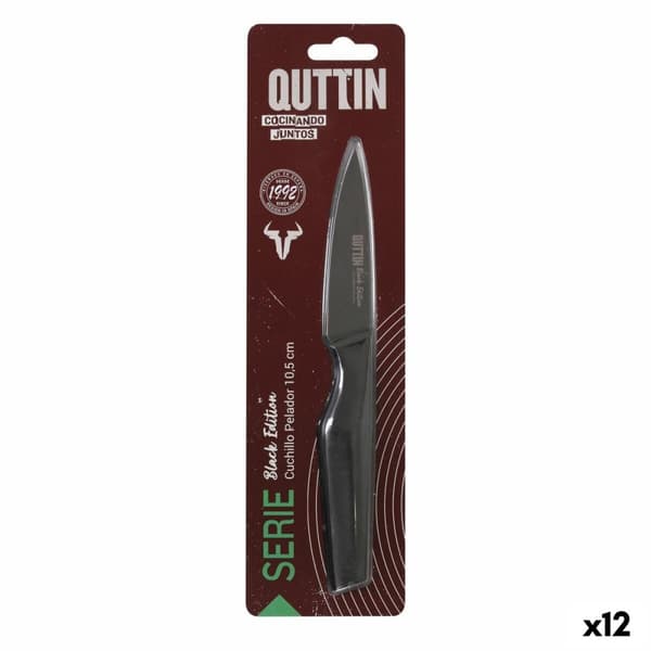 Skrellkniv Quttin Black Rustfritt stål 9 cm (12 enheter)