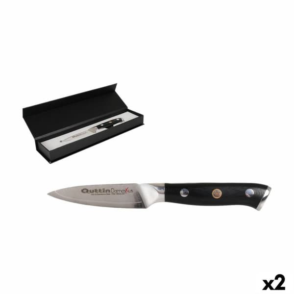 Kuorimaveitsi Quttin Damaskus Musta Hopeinen Ruostumaton teräs 9 cm (2 osaa)