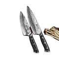 Miniatyrbillede 1 af 2: Damaskusstål Sæt, 6,5 Tommer & 8 Tommer Klinger, Ergonomisk G10 Håndtag,2PCS Sæt