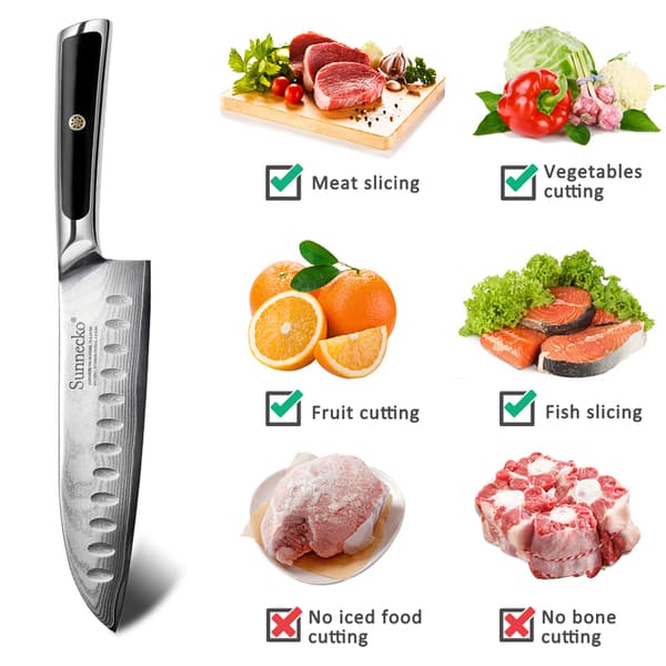 Sunnecko Santoku-kniv, 7 tum, VG10 damaskusstål,7 tum
