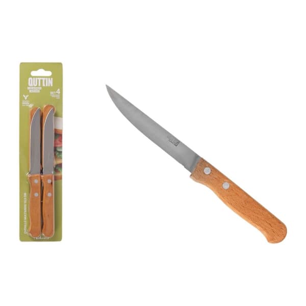 Kökskniv Quttin Natura Brun Silvrig Rostfritt stål 10,5 cm 4 Delar (12 antal)