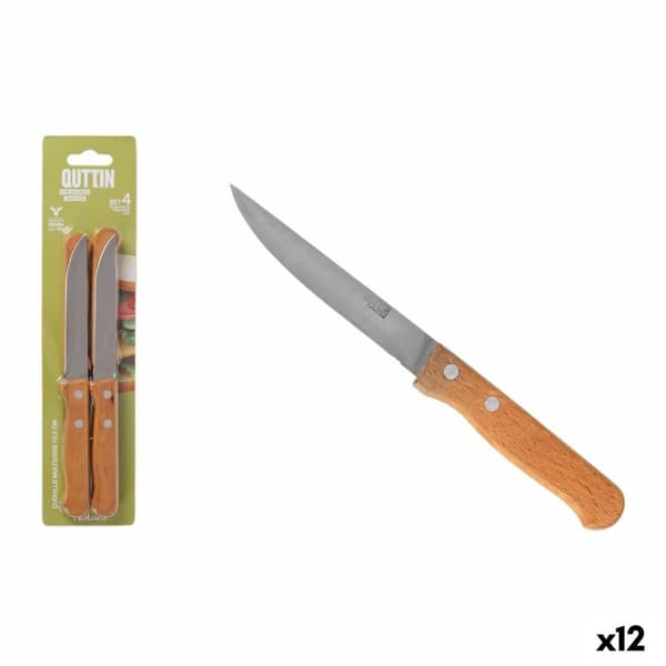 Kökskniv Quttin Natura Brun Silvrig Rostfritt stål 10,5 cm 4 Delar (12 antal)