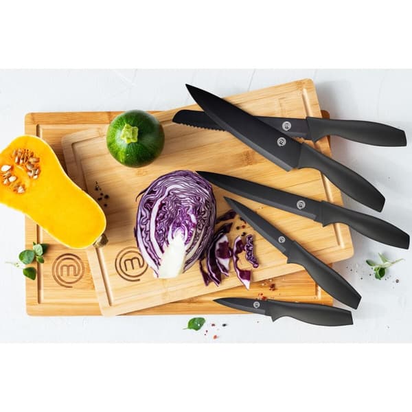 Kökskniv MasterChef Svart Silvrig 13 cm Flera användningsområden (24 antal)