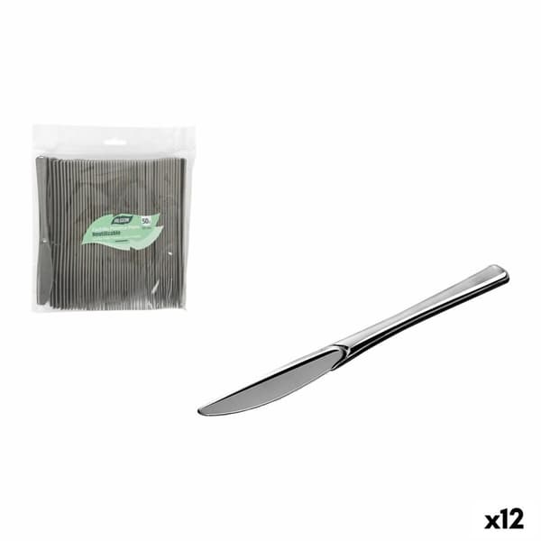 Uppsättning återanvändbara knivar Algon Silvrig Plast 20 cm 50 Delar (12 antal)