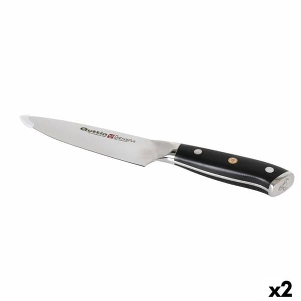Køkkenkniv Quttin DAMASKUS Sort Sølvfarvet 15 cm (2 enheder)