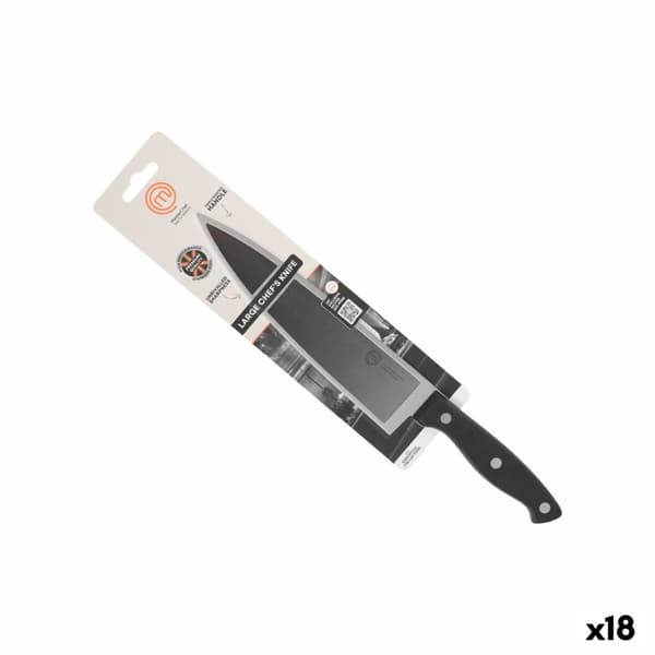 Køkkenkniv MasterChef Chef Sort Sølvfarvet 20 cm (18 enheder)