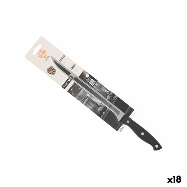 Skinkekniv MasterChef 23 cm Svart Sølv (18 enheter)